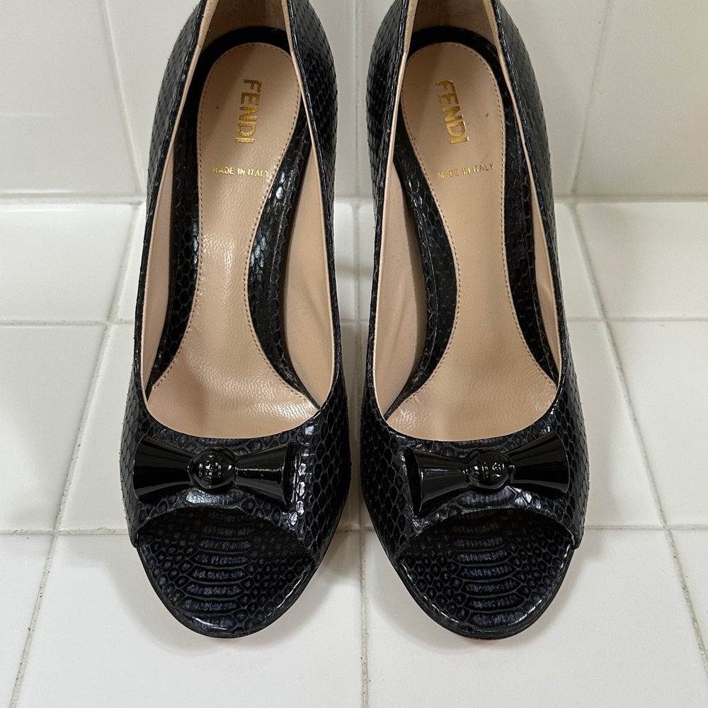 Fendi Black Peep-Toe Women's Shoes